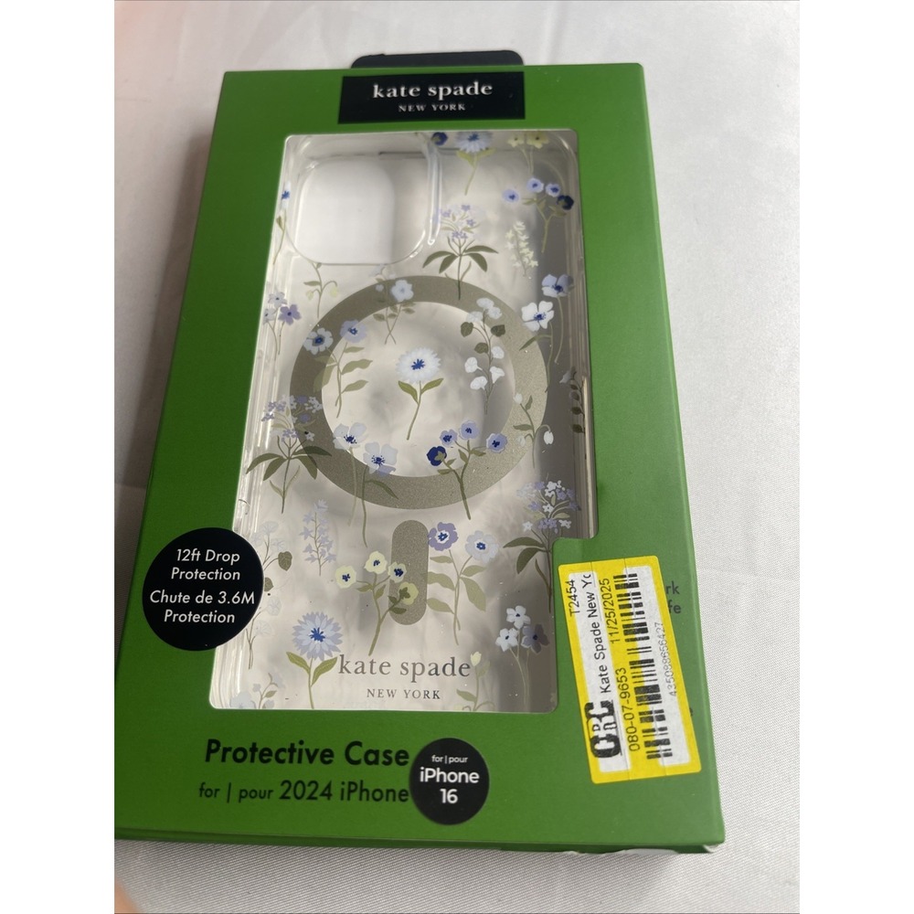 Kate Spade New York iPhone 16 Case MagSafe Floral Blue White‎ Gold PM054636-1